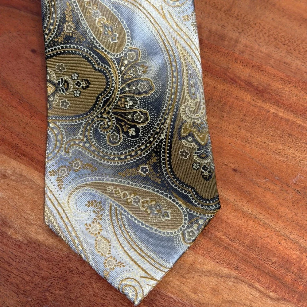 Pierre Cardin Men's‎ Silk Tie Gold Grey Paisley Formal Business